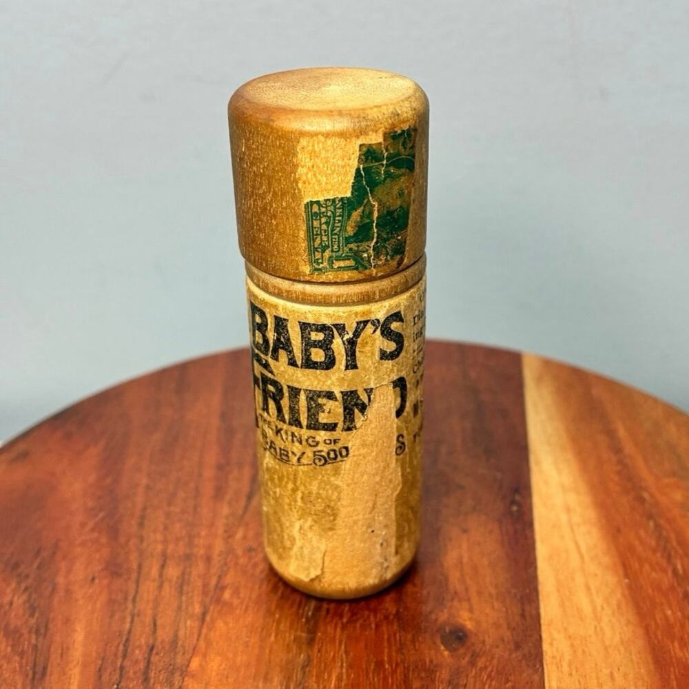 Antique Kopp’s Baby’s Friend Wooden Patent Medicine Container